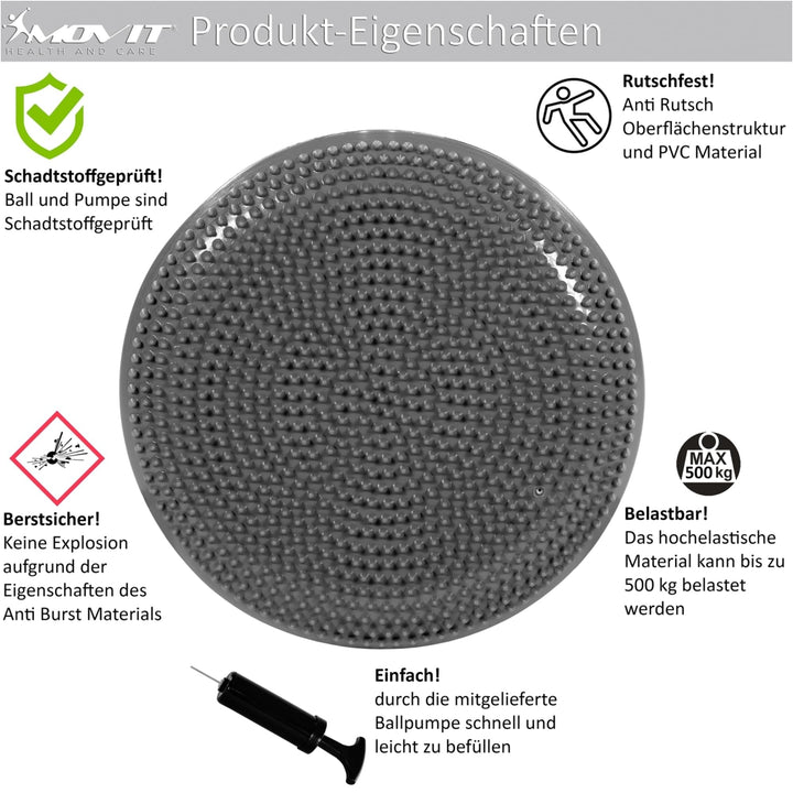 Perna de echilibru si masaj, MOVIT®, 38 cm, gri - Gorilla Sports Ro