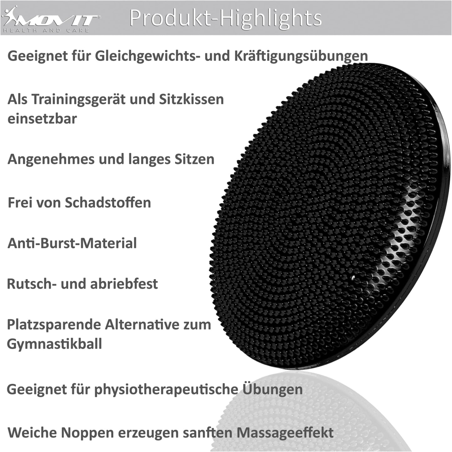 Perna de echilibru si masaj, MOVIT®, 38 cm, gri - Gorilla Sports Ro