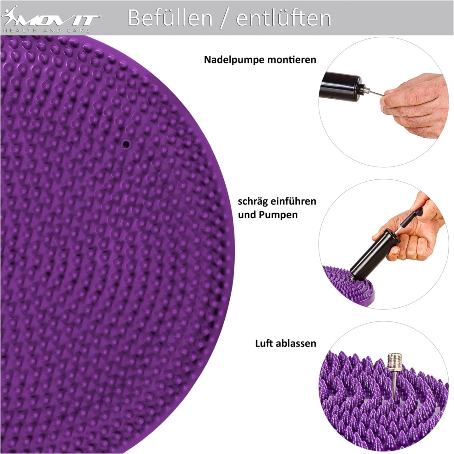 Perna de echilibru si masaj, MOVIT®, 38 cm, gri - Gorilla Sports Ro