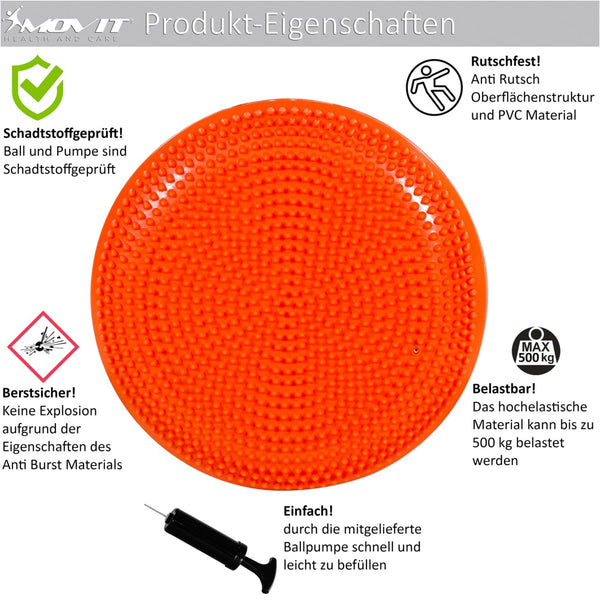 Perna de echilibru si masaj, MOVIT®, 38 cm, portocaliu - Gorilla Sports Ro