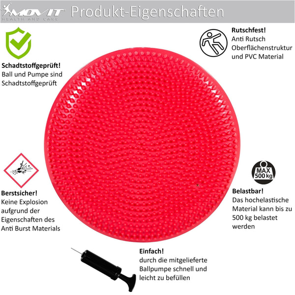 Perna de echilibru si masaj, MOVIT®, 38 cm, rosu - Gorilla Sports Ro