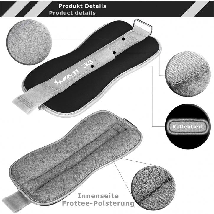 Greutati pentru incheietura mana/glezna, 1 - 6 KG, negru, MOVIT