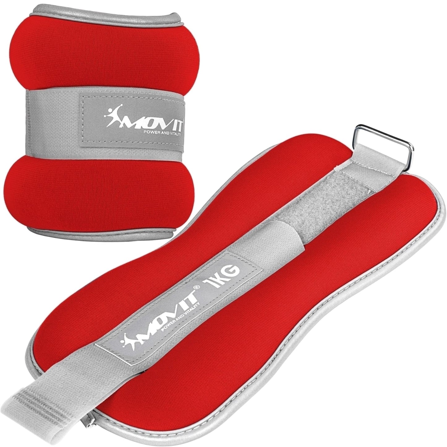 Greutati din neopren pentru incheietura mana/glezna MOVIT® 2 x 0,5 kg, rosu - Gorilla Sports Ro
