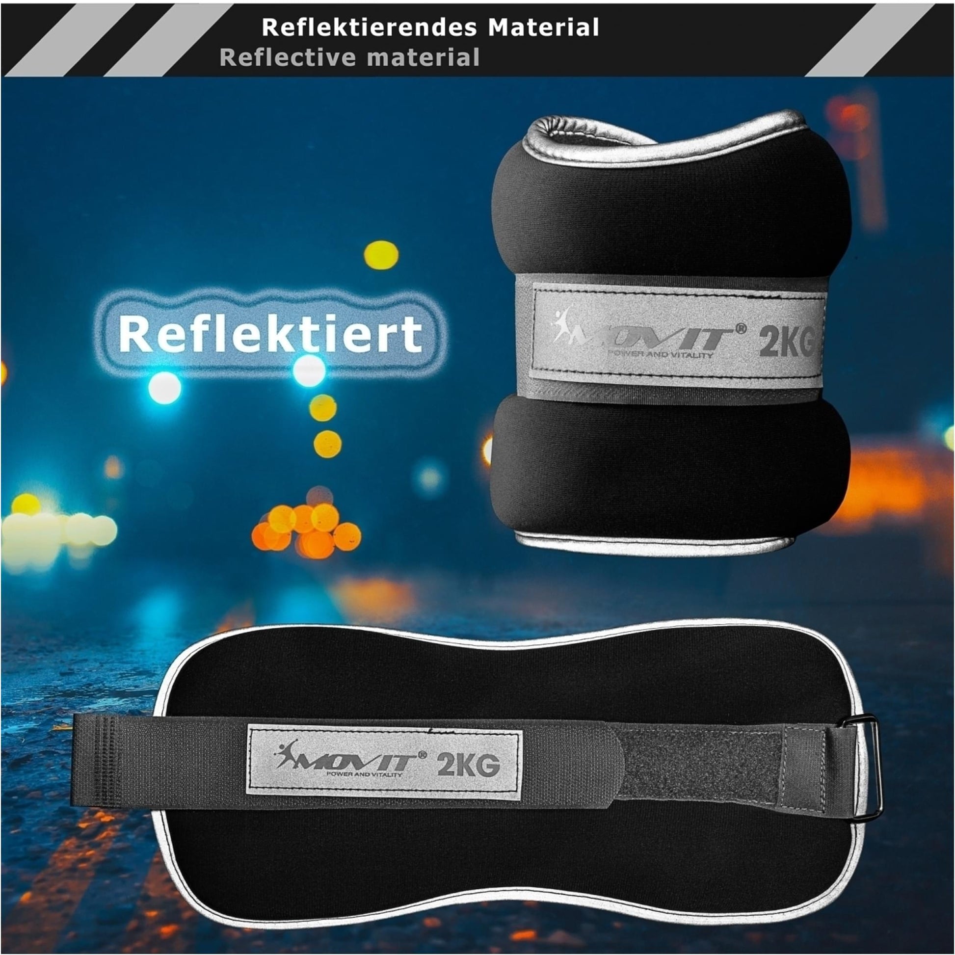 Greutati din neopren pentru incheietura mana/glezna MOVIT® 2 x 0,5 kg, rosu - Gorilla Sports Ro