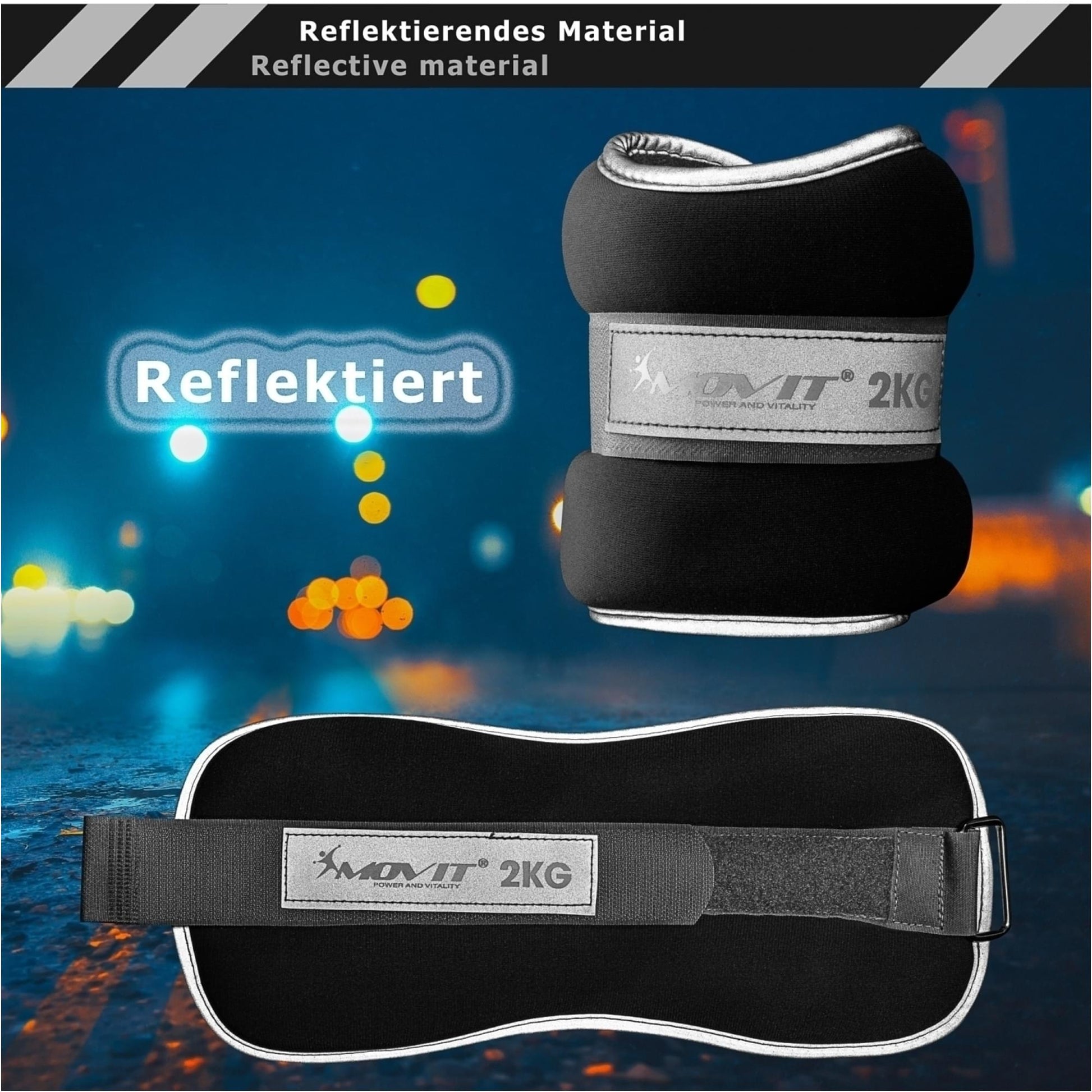Greutati din neopren pentru incheietura mana/glezna, MOVIT®, 2 x 1 kg, rosu - Gorilla Sports Ro