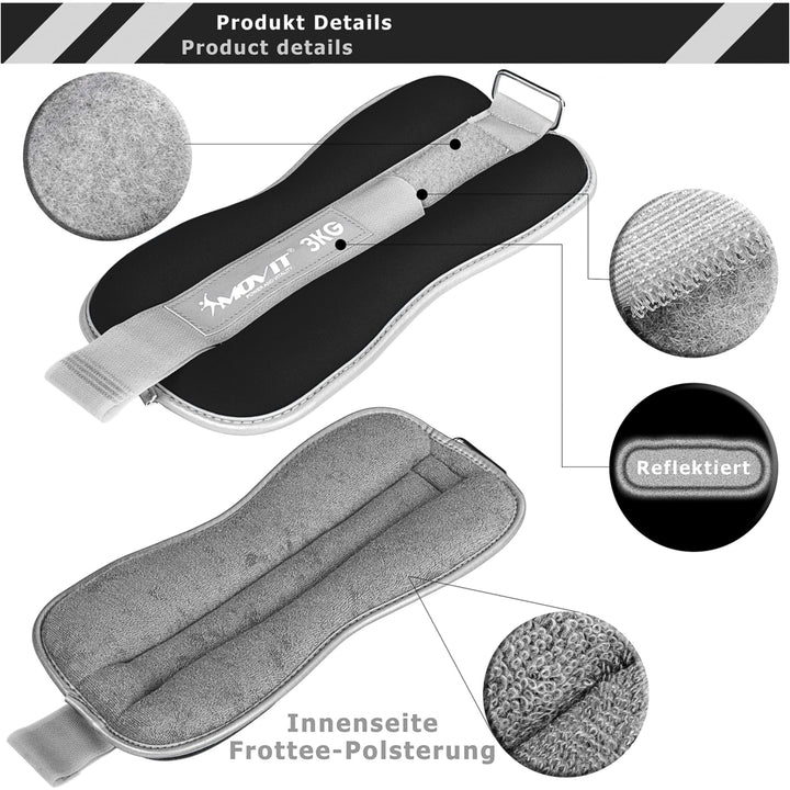 Greutati din neopren pentru incheietura mana/glezna, MOVIT®, 2 x 1 kg, rosu - Gorilla Sports Ro