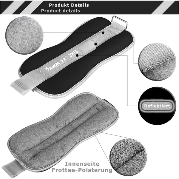 Greutati din neopren pentru incheietura mana/glezna, MOVIT®, 2 x 1 kg, rosu - Gorilla Sports Ro