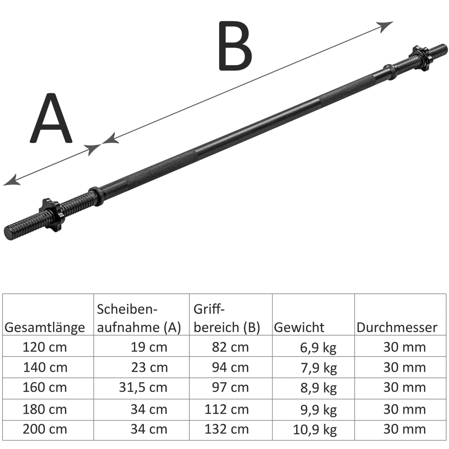 Bara, 120 CM - 180 CM, Cromat/Negru, Blocare in Piulita Stea/Arc MOVIT