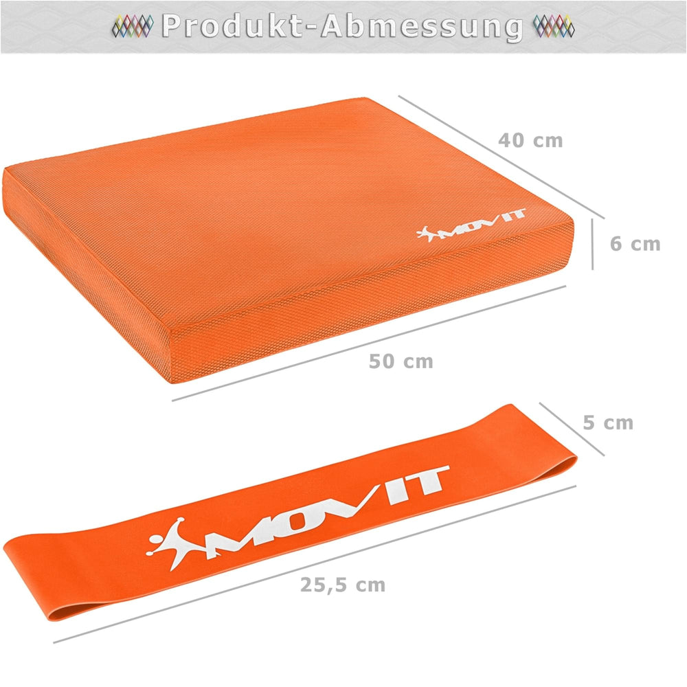 Perna MOVIT® Balance Pad, cu banda de exercitiu, portocaliu - Gorilla Sports Ro