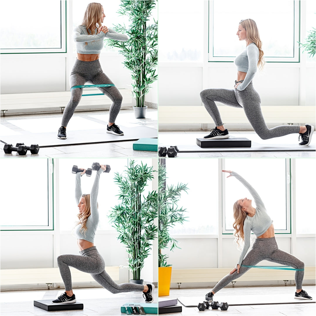Pernă de MOVIT® Balance Pad galbena cu bandă de exerciții - Gorilla Sports Ro