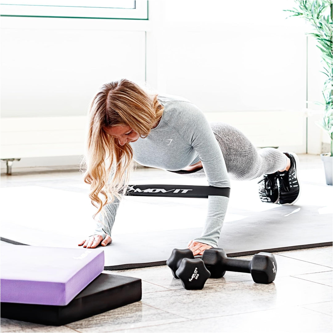Perna MOVIT® Balance Pad, cu banda de exercitiu, gri - Gorilla Sports Ro