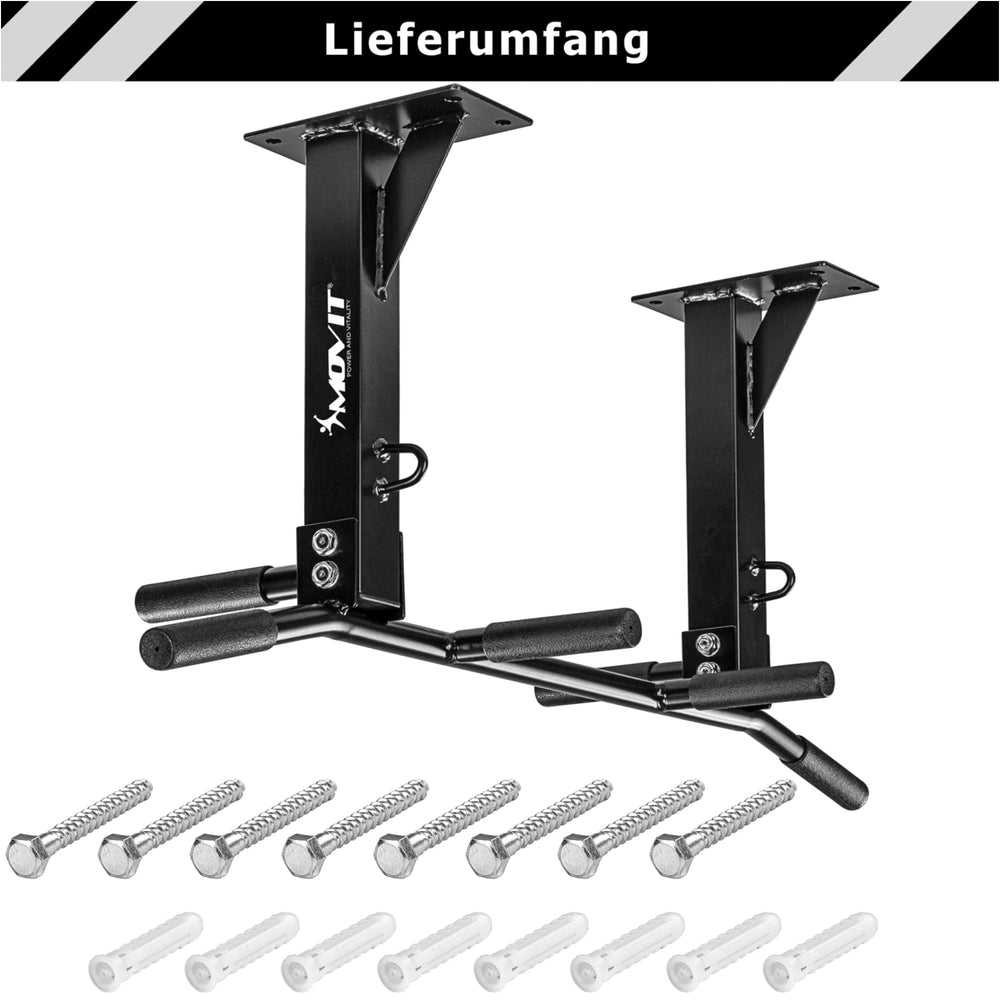 Bara de tractiuni profesionala, MOVIT®, montare pe tavan, neagra - Gorilla Sports Ro