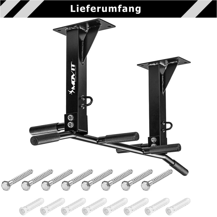 Bara de tractiuni profesionala, MOVIT®, montare pe tavan, neagra - Gorilla Sports Ro