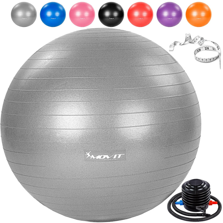 Minge de exercitii, MOVIT®, cu pompa de picior, 55 cm, gri - Gorilla Sports Ro