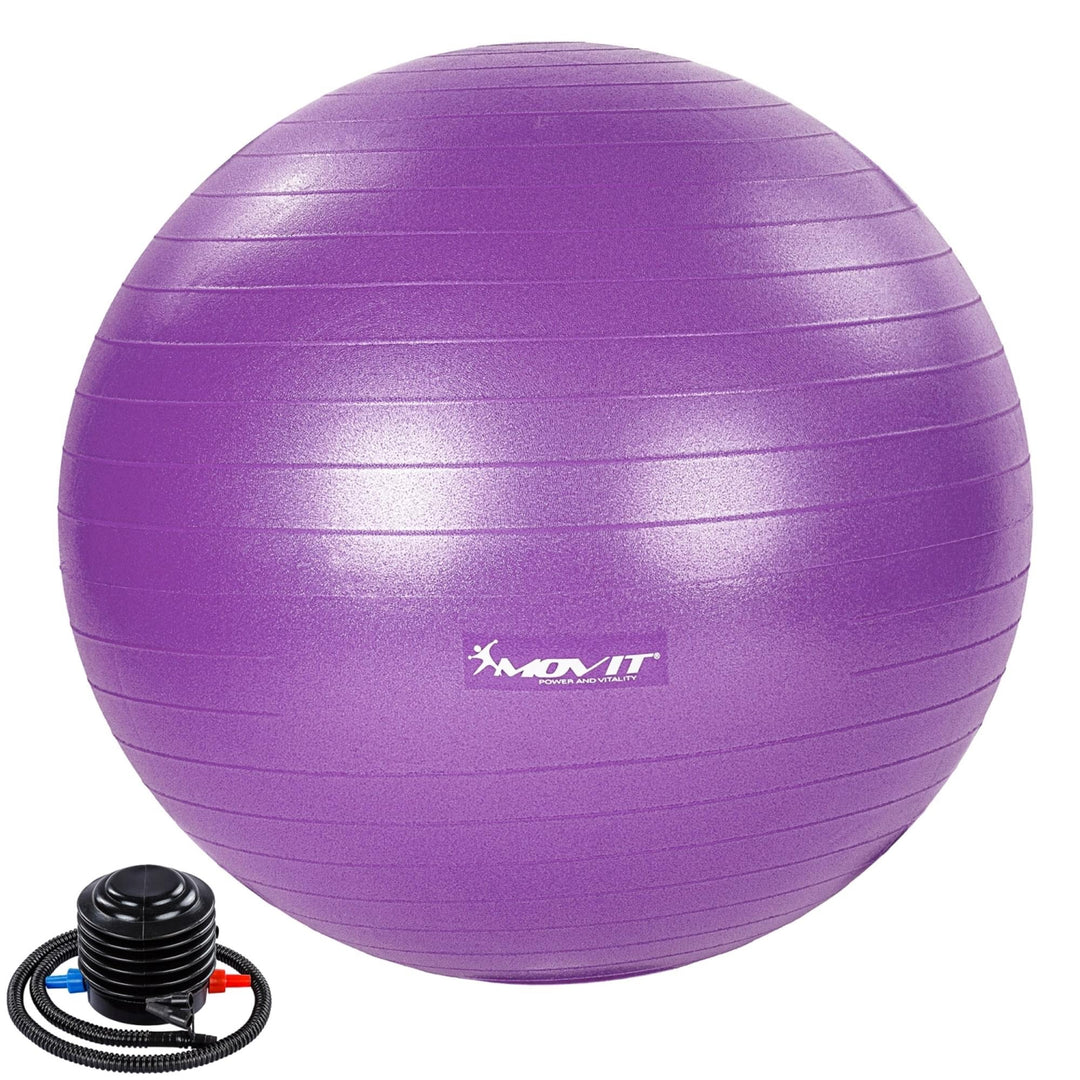 Minge de exercitii, MOVIT®, cu pompa de picior, 55 cm, violet - Gorilla Sports Ro