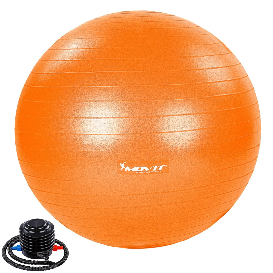 Minge de exercitii, MOVIT®, cu pompa de picior, 55 cm, portocaliu - Gorilla Sports Ro