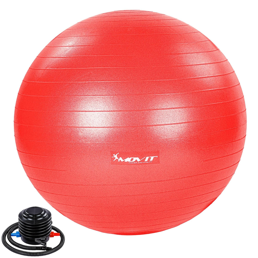 Minge de exercitii, MOVIT®, cu pompa de picior, 75 cm, rosu - Gorilla Sports Ro