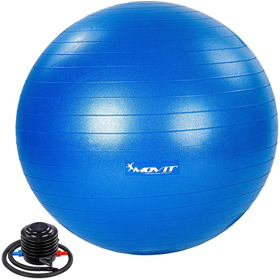 Minge de exercitii, MOVIT®, cu pompa de picior, 85 cm, albastra - Gorilla Sports Ro
