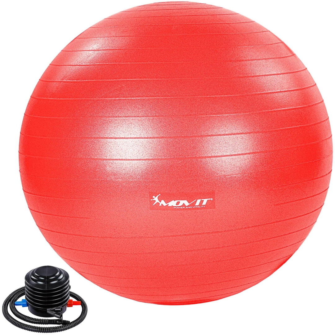 Minge de exercitii, MOVIT®, cu pompa de picior, 85 cm, rosu - Gorilla Sports Ro