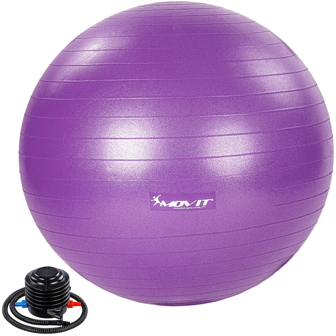 Minge de exercitii, MOVIT®, cu pompa de picior, 85 cm, violet - Gorilla Sports Ro