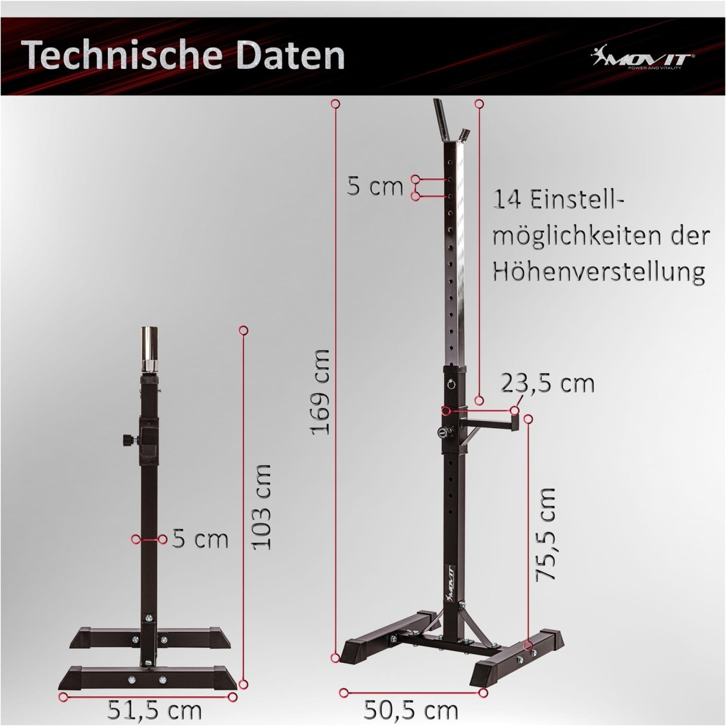 Rack pentru gantere, alb/negru MOVIT