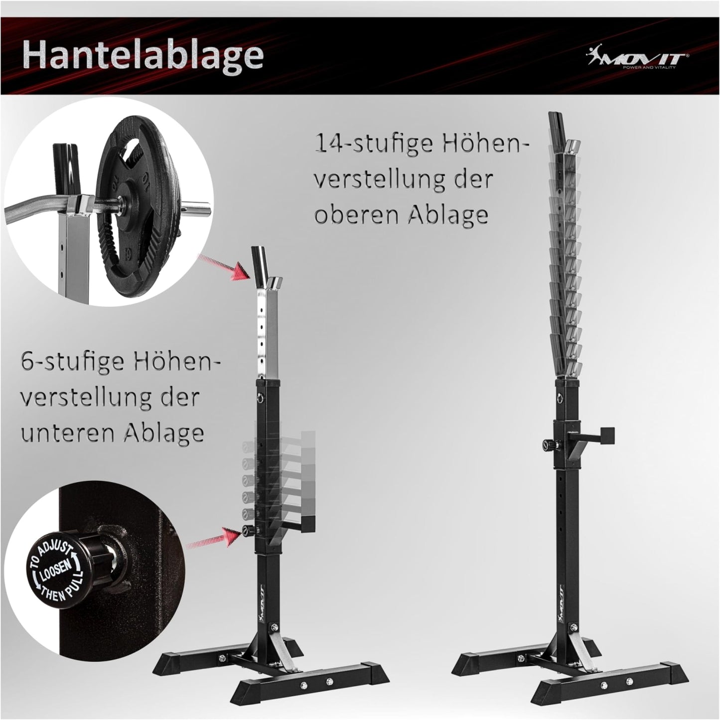 Rack pentru gantere, alb/negru MOVIT