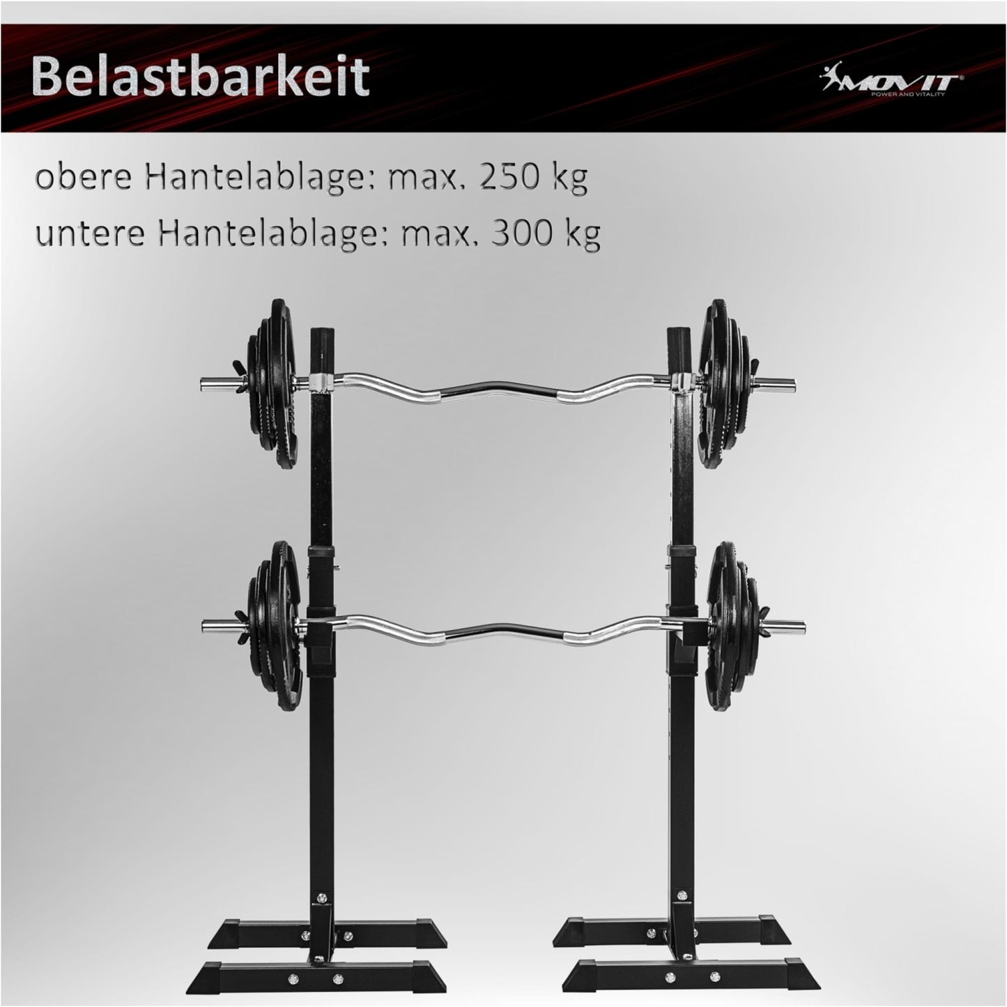 Rack pentru gantere, alb/negru MOVIT