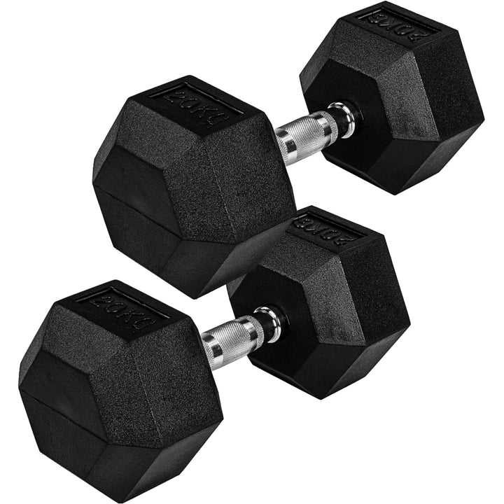 Gantera hexagonala din cauciuc, 20 kg, set de 2 buc - Gorilla Sports Ro