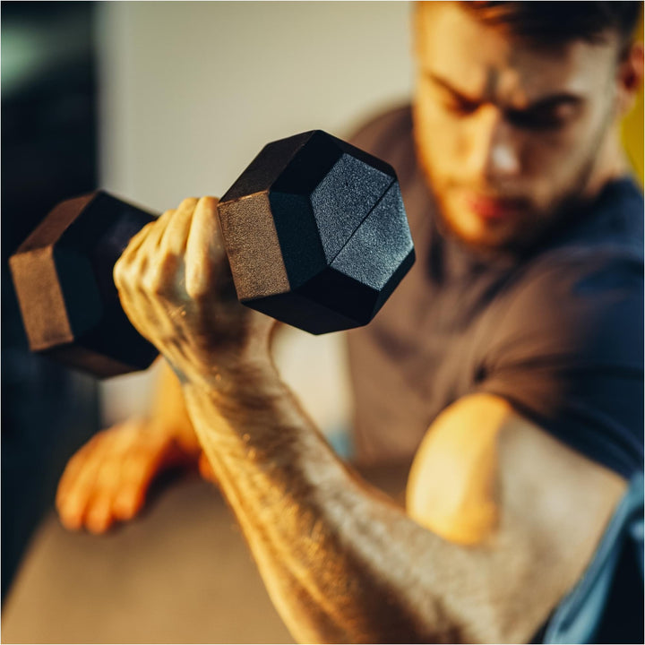 Gantera hexagonala din cauciuc, 20 kg, set de 2 buc - Gorilla Sports Ro