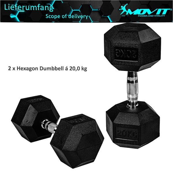 Gantera hexagonala din cauciuc, 20 kg, set de 2 buc - Gorilla Sports Ro