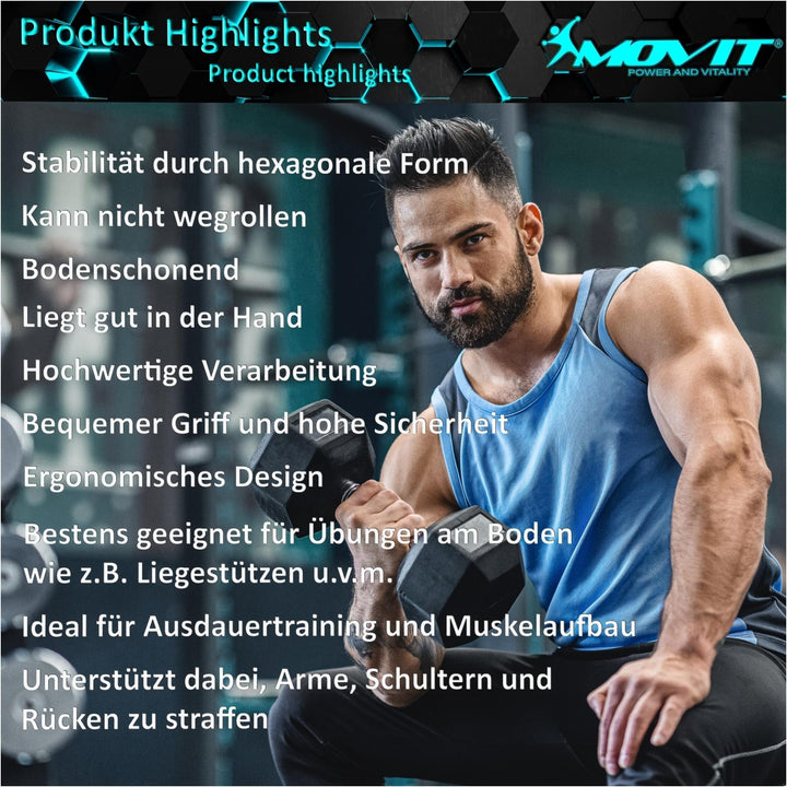 Gantera hexagonala din cauciuc, 20 kg, set de 2 buc - Gorilla Sports Ro