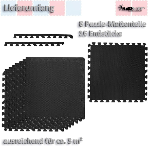 Set de 8 covorase de protectie, MOVIT®, 3m², negru - Gorilla Sports Ro