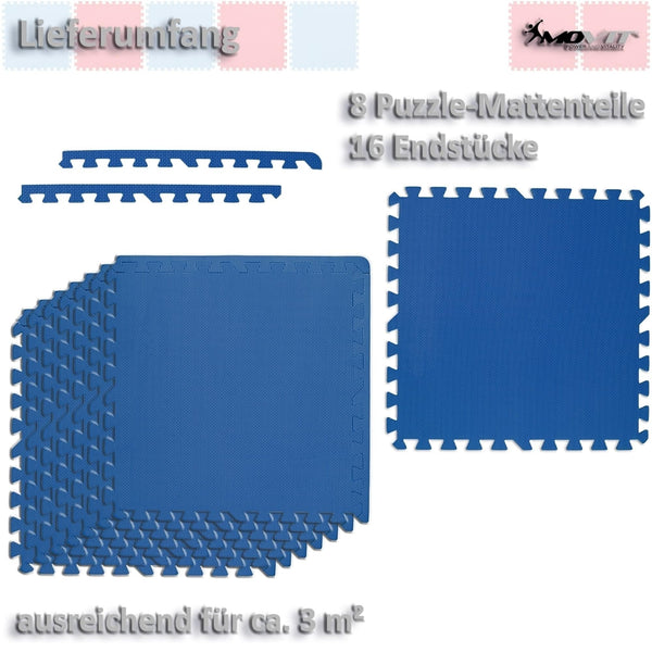 Set de 8 covorase de protectie, MOVIT®, 3m², albastru - Gorilla Sports Ro