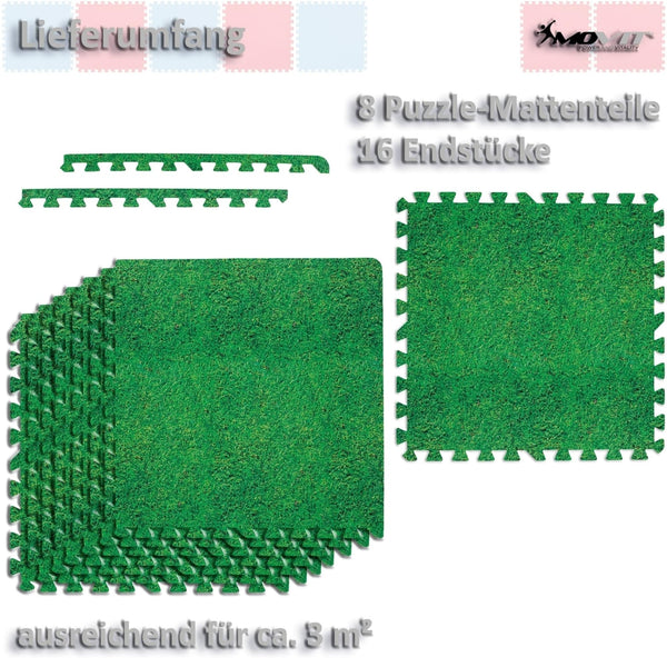 Set de 8 covorase de protectie, MOVIT®, 3m², verde iarba - Gorilla Sports Ro