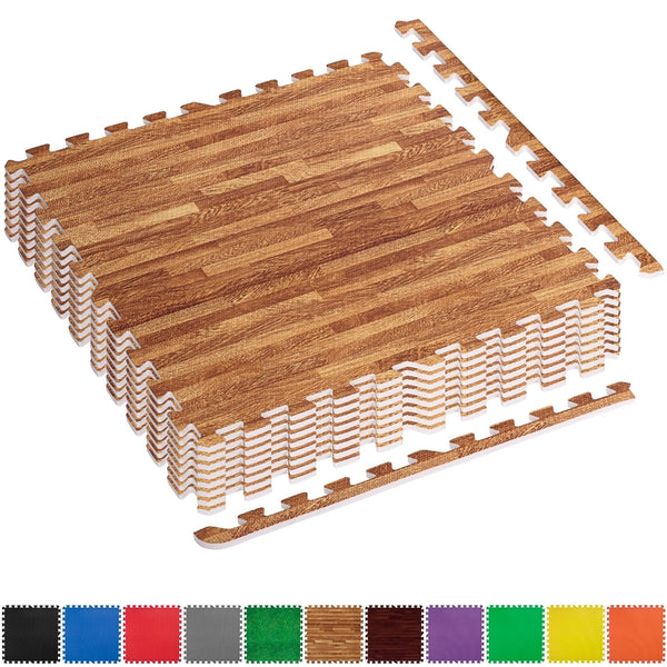 Set de 8 covorase de protectie, MOVIT®, 3m², lemn deschis - Gorilla Sports Ro