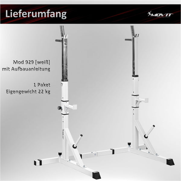 Suport multifunctional haltere, MOVIT®, ajustabil, alb - Gorilla Sports Ro