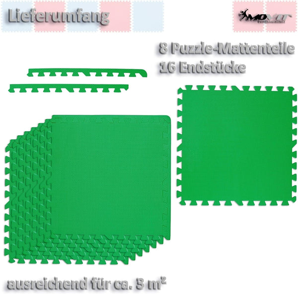 Set de 8 covorase de protectie, MOVIT®, 3m², verde - Gorilla Sports Ro