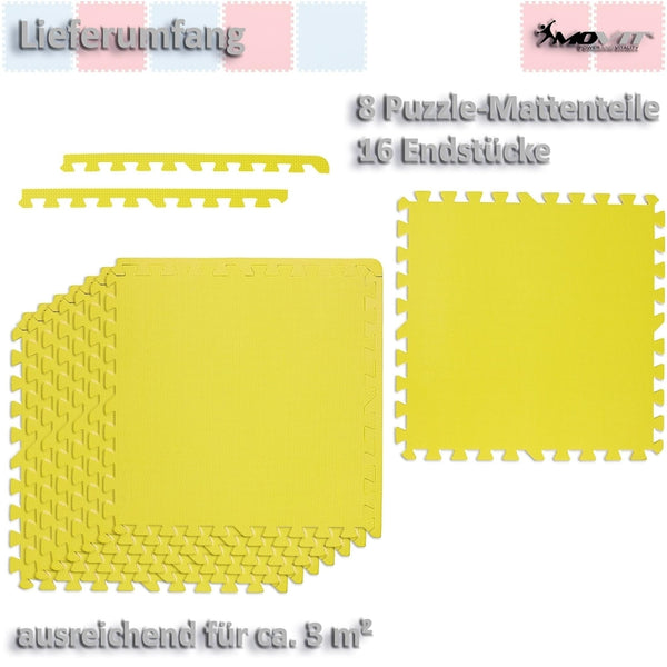 Set de 8 covorase de protectie, MOVIT®, 3m², galben - Gorilla Sports Ro