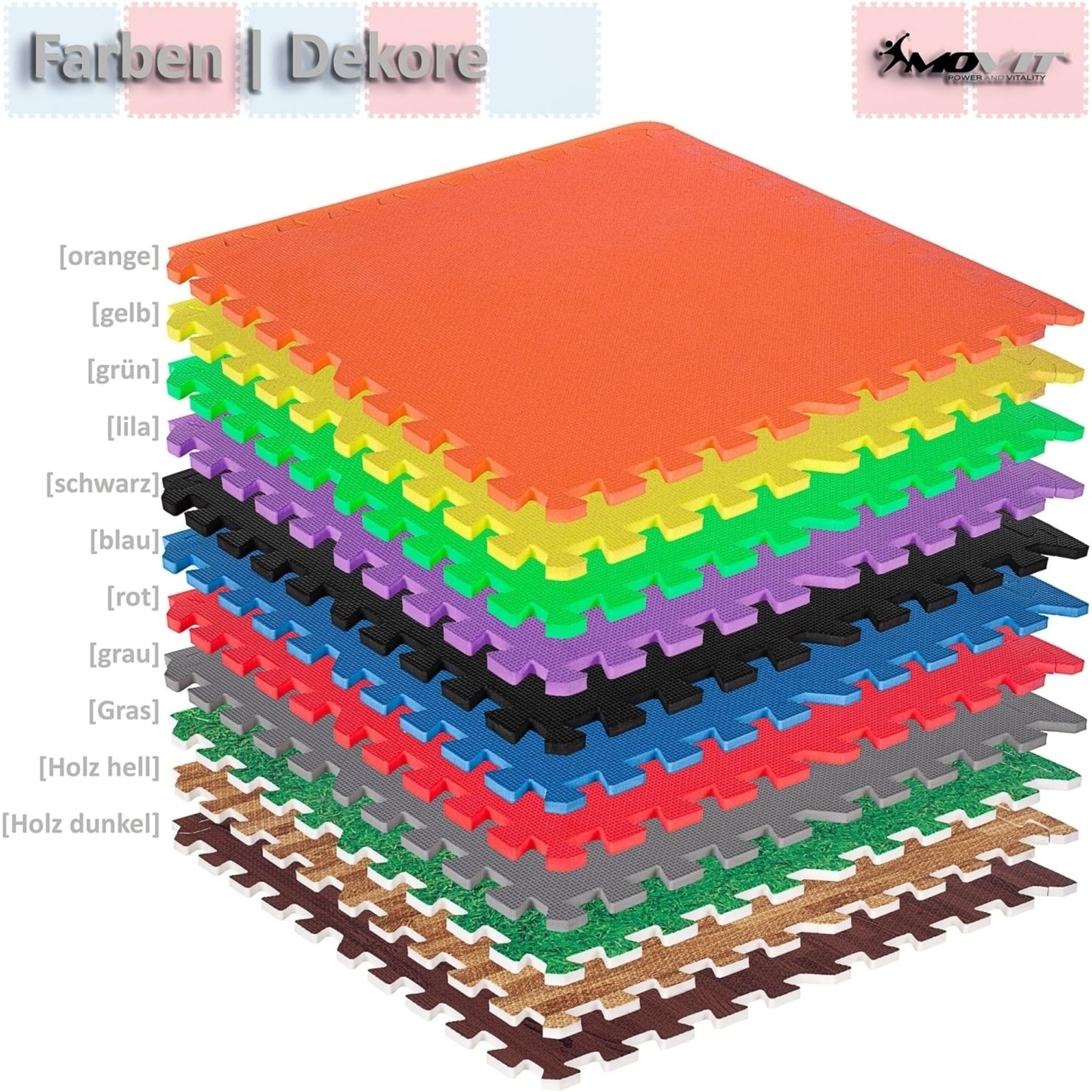 Set de 8 covorase de protectie, MOVIT®, 3m², galben - Gorilla Sports Ro