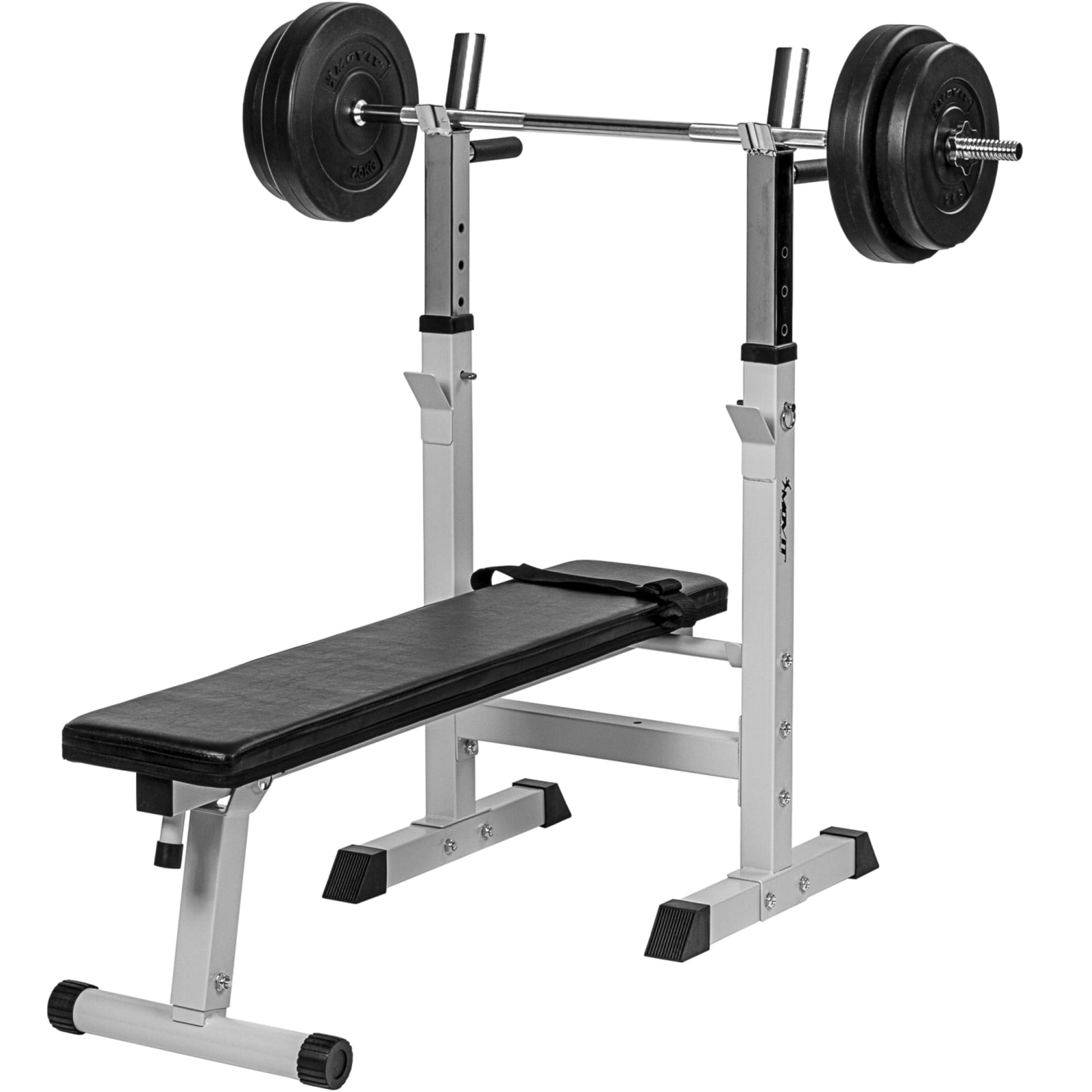 Banca, MOVIT®, + set greutati de 30 Kg, alba - Gorilla Sports Ro