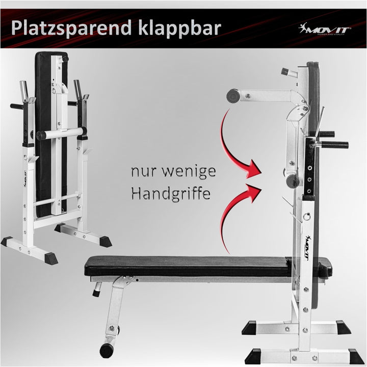 Banca, MOVIT®, + set greutati de 30 Kg, alba - Gorilla Sports Ro