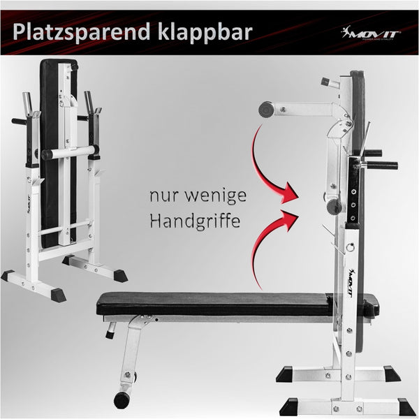 Banca, MOVIT®, + set greutati de 30 Kg, alba - Gorilla Sports Ro