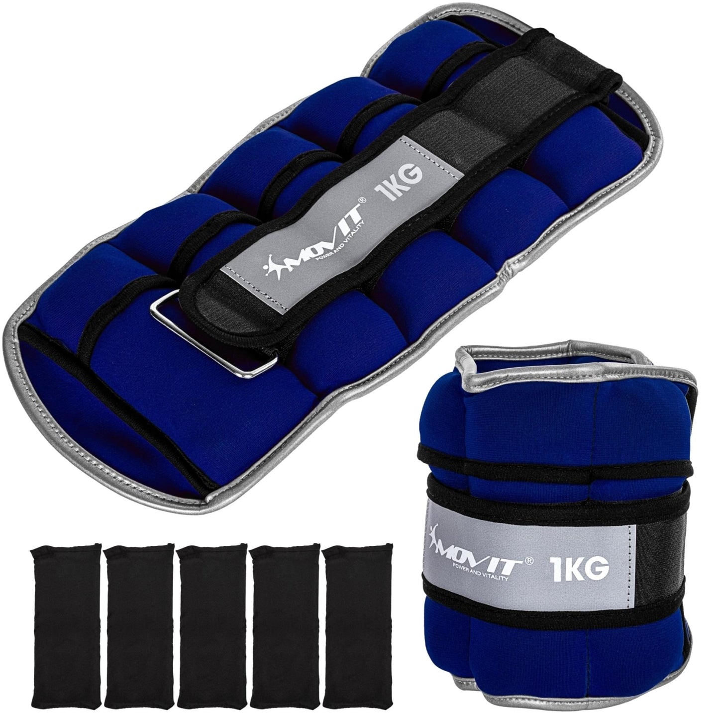 Greutati din neopren pentru incheietura mana/glezna MOVIT® 2 x 1 kg, albastru - Gorilla Sports Ro
