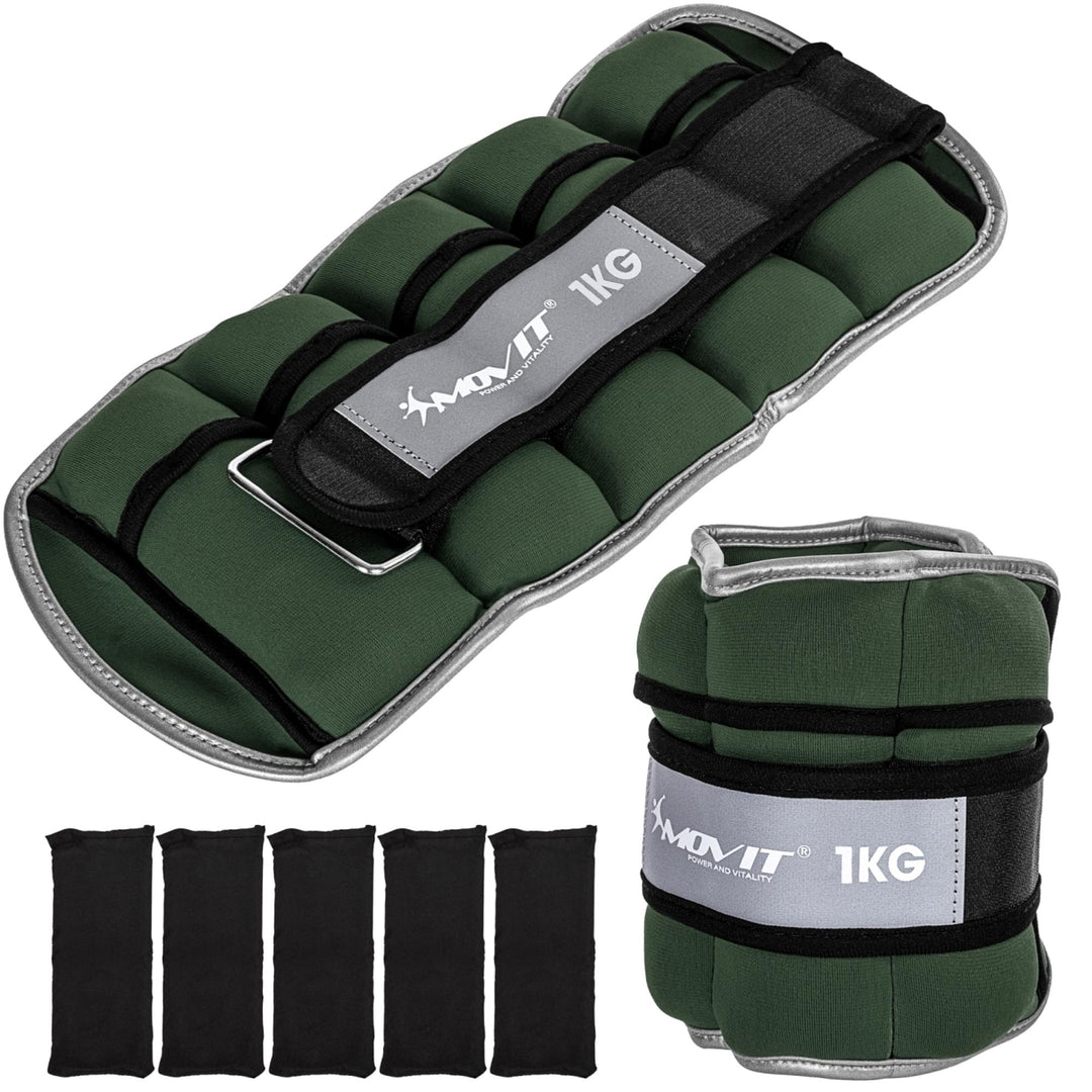 Greutati din neopren pentru incheietura mana/glezna MOVIT® 2 x 1 kg, verde - Gorilla Sports Ro
