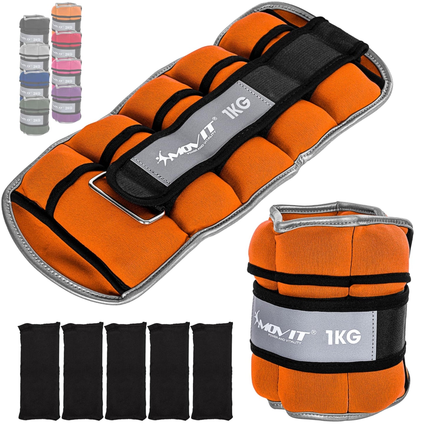 Greutati din neopren pentru incheietura mana/glezna MOVIT® 2 x 1 kg, portocaliu - Gorilla Sports Ro