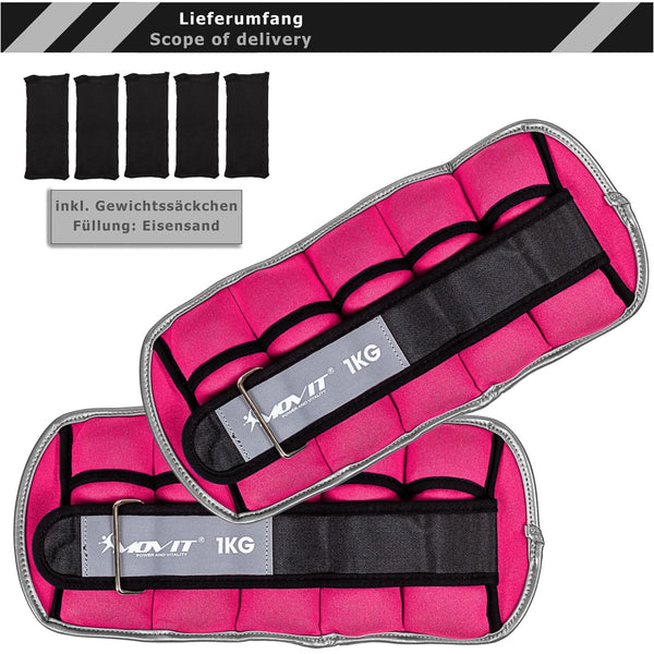 Greutati din neopren pentru incheietura mana/glezna MOVIT® 2 x 1 kg, roz - Gorilla Sports Ro