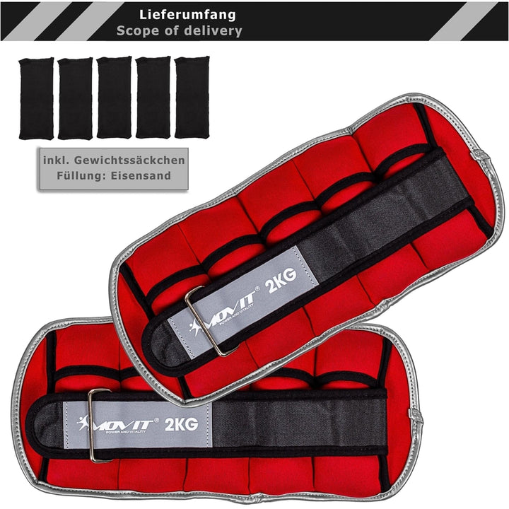 Greutati din neopren, MOVIT® 2 x 2 kg, rosu - Gorilla Sports Ro