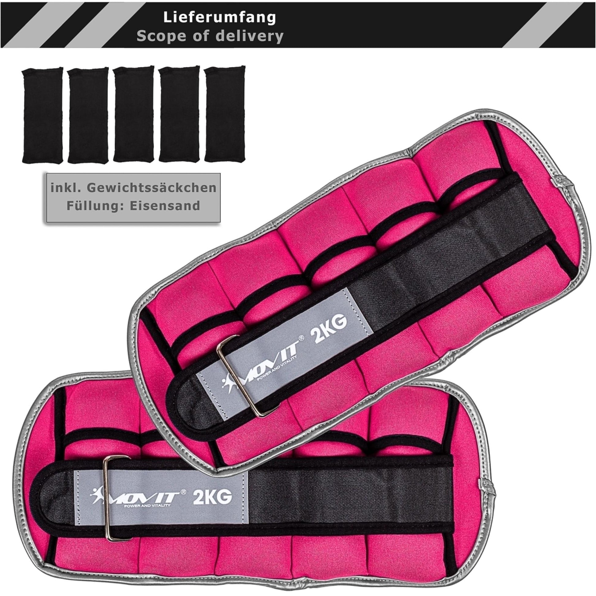 Greutati din neopren, MOVIT® 2 x 2 kg, roz - Gorilla Sports Ro