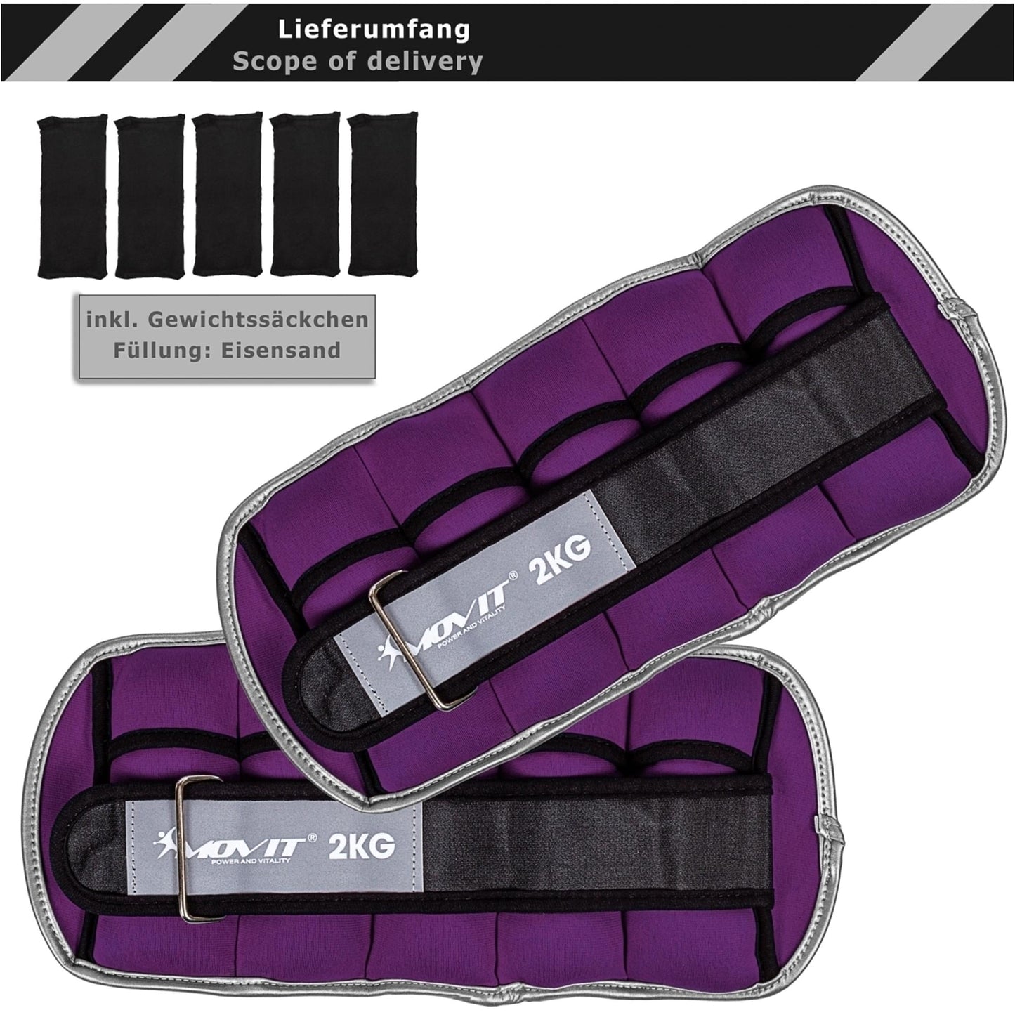 Greutati din neopren, MOVIT® 2 x 2 kg, mov - Gorilla Sports Ro
