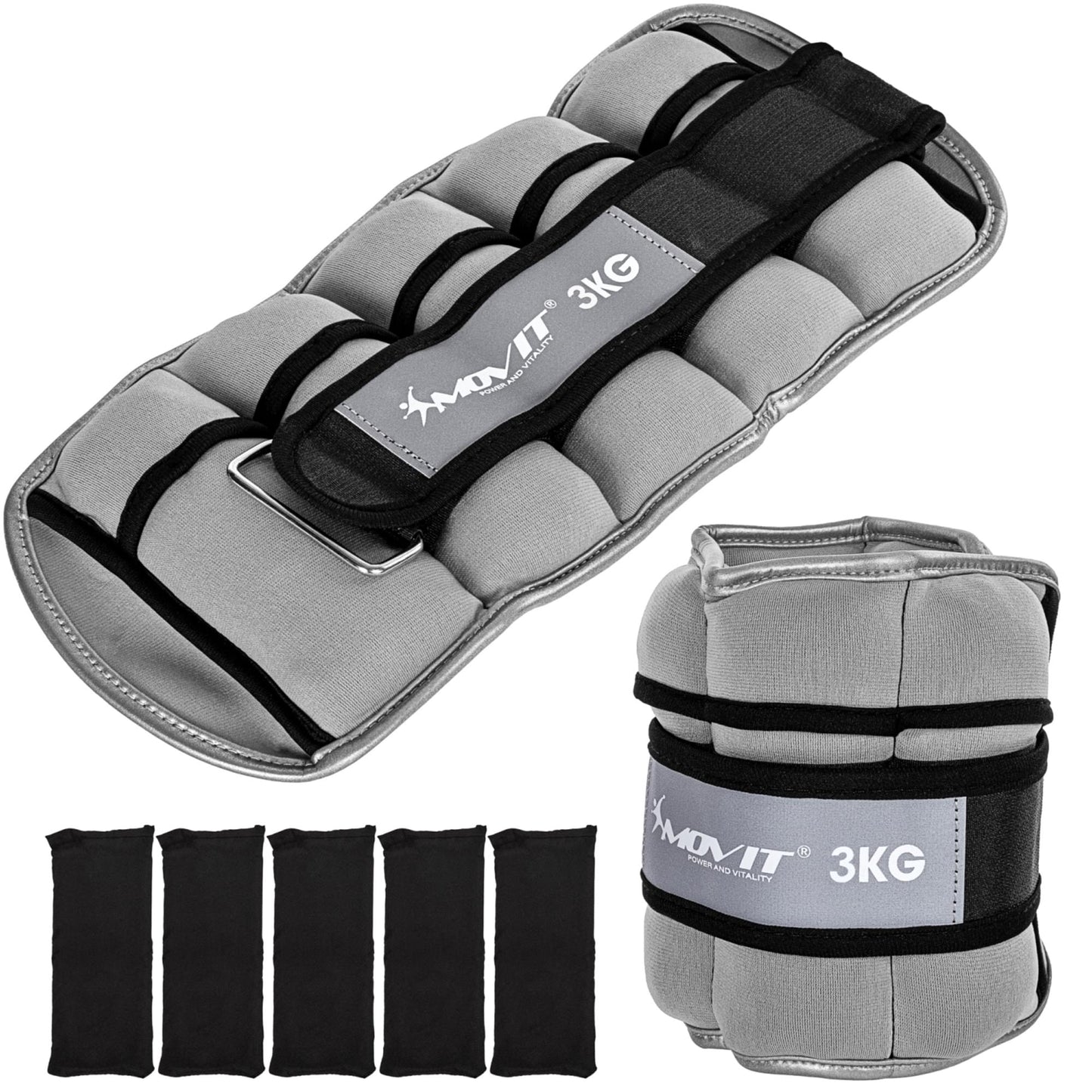 Greutati din neopren pentru incheietura mana/glezna MOVIT®, 2 x 3 kg, gri - Gorilla Sports Ro